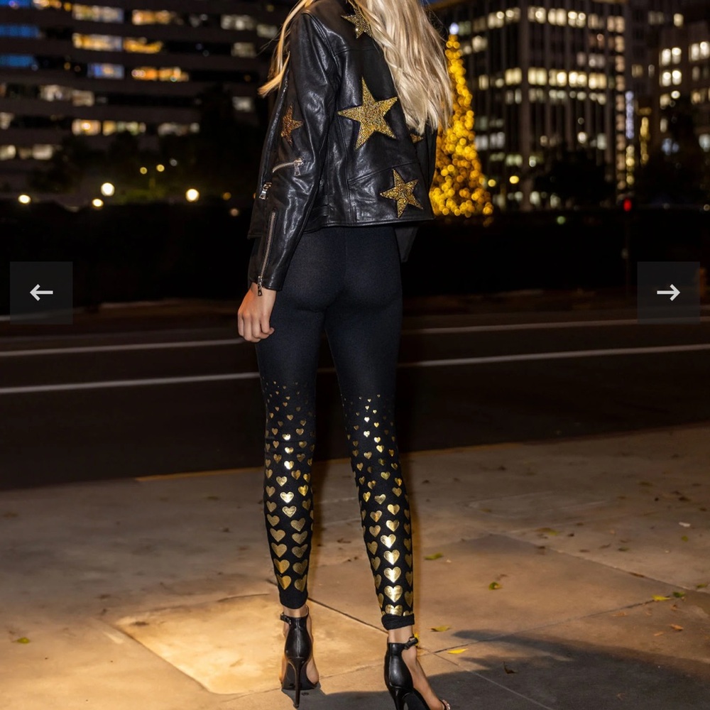 lauren moshi gold heart foil leggings